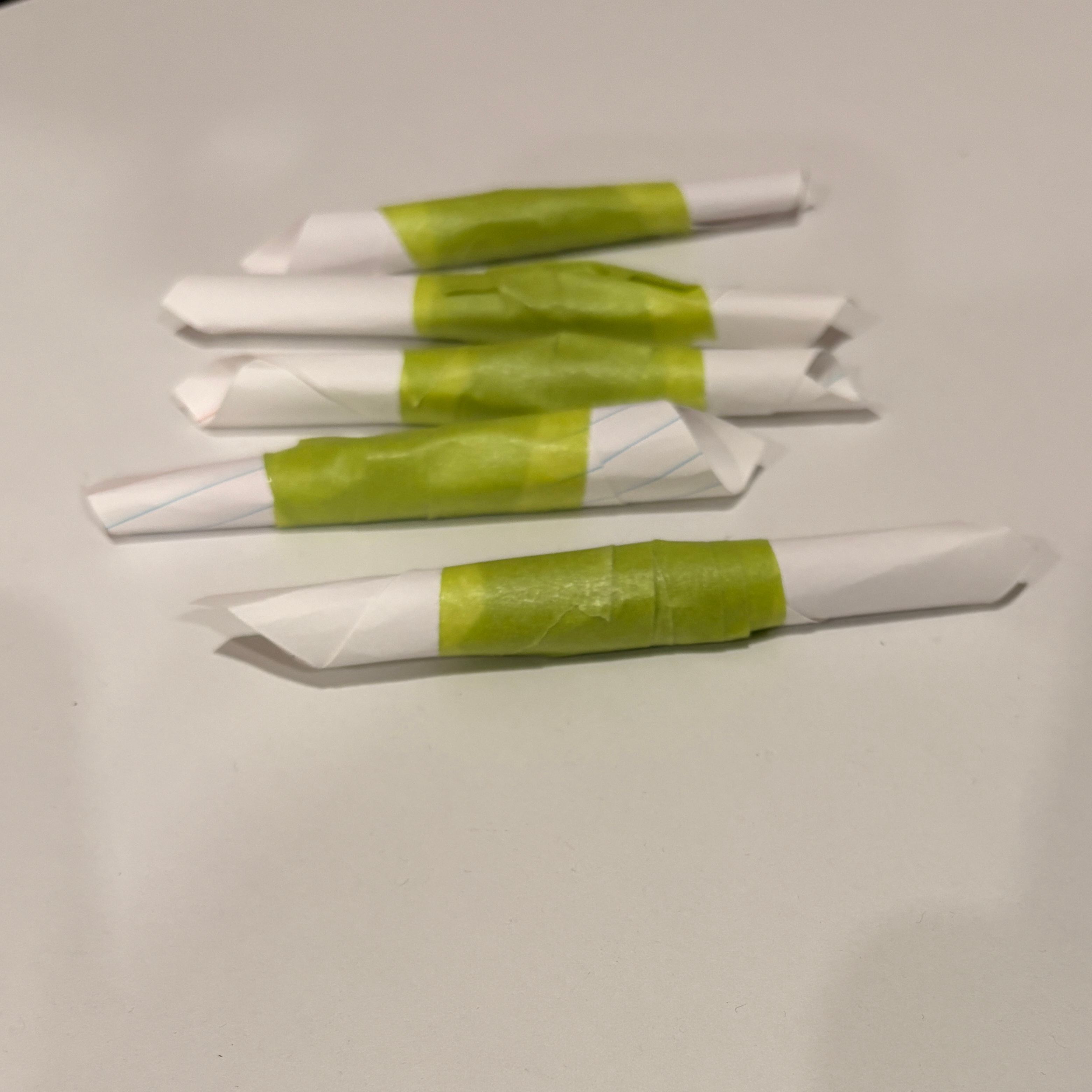 These are the tubes that I made to go in between the airbags to connect them. I used paper and tape to create them. 